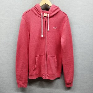 K774 HOLLISTER ホリスター スウェット ジップアップ パーカー S レッド 裏起毛 ワンポイント ロゴ アイコン パッチ アメカジ カジュアル