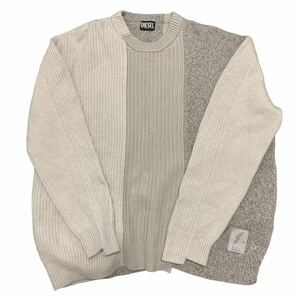 参考定価約120,000円 DIESEL ディーゼル K-killeen Face Powder Knitwear ウール リブ編み ロゴパッチ メンズ サイズL