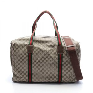 グッチ ラージ ダッフルバッグ GGスプリーム シェリーライン ブランドオフ GUCCI PVCコーティングキャンバス ボストンバッグ GGスプリーム