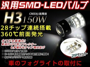 アルファード ATH10 H3 LEDバルブ 150W CREE 白 ホワイト デイライト ライト 外装 プロジェクター 12V/24V 車検対応