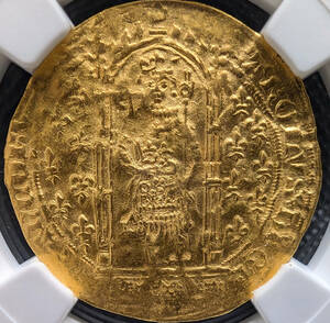 ★希少 限定23枚★ 1364-1380年 フランス シャルル5世 賢王 金貨 NGC AU Details アンティークコイン 資産保全