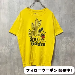 古着 used　Disney ディズニー　Mickey Mouse　ミッキー　半袖オフィシャルプリントTシャツ　黄色　