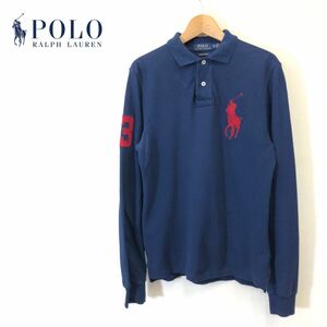 1H1395-F◆ POLO RALPH LAUREN ポロラルフローレン 長袖ポロシャツ カットソー トップス ◆ sizeXS コットン ネイビー 古着 メンズ 秋