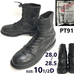 90s/USA製/PT91/Vintage☆RED WING/レッドウイング☆2006/レースアップ/スチールトゥブーツ【10.5D/黒】Leather/safety/shoes◆pWB109-9