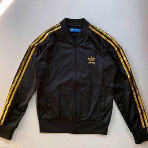 adidas アディダス オリジナルス Track jacket ジャージ レディースL中古 黒×ゴールド gold 迫力 エッヂコーデ モノトーン extra limited