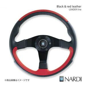 NARDI ナルディ LEADER(リーダー) ブラック/レッドレザー＆ブラックスポーク 直径350mm N807
