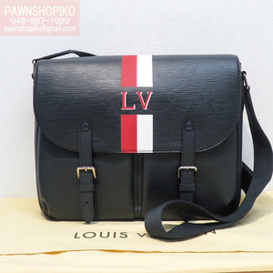 ルイヴィトン LOUIS VUITTON エピ クリストファー・メッセンジャー M50863 2015年限定 ネイビー×レッド×ホワイト 極美品 [質イコー]