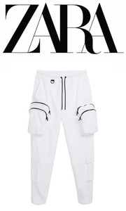 ※新品・即完売※★ZARA★マルチポケット付きカーゴパンツ/ホワイト/M/1792-303/⑦【在庫ラスト】