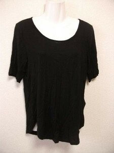 assk3-834☆H&M　半袖カットソー　無地　シンプル　丸首　トップス　プルオーバー　ブラック/黒　Mサイズ　レーヨン100%