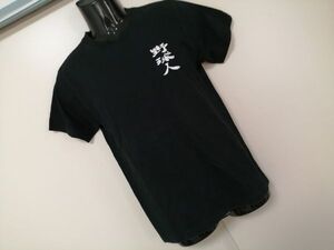 kkyj3973 ■ プリントTシャツ ■ カットソー トップス 半袖 コットン 黒 XS