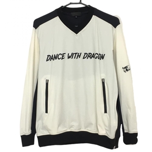 【美品】ダンスウィズドラゴン スニード 白×黒 フロントロゴ ストレッチ ブルゾン メンズ 2(M) ゴルフウェア Dance With Dragon