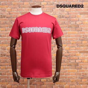 DSQUARED2/Mサイズ/Tシャツ S71GD1186 ジャージー伸縮 ロゴ プリント クルーネック 半袖 新品/赤/レッド/jd247/