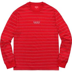 シュプリーム　Supreme Logo Stripe L/S Top　RED　M　 シュプリーム　ロンT