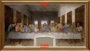 【フルサイズ版／額縁印刷】最後の晩餐 イエス・キリスト レオナルド・ダ・ヴィンチ 壁紙ポスター 603×343mm はがせるシール式 001SG2