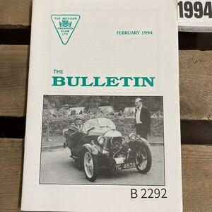 B2292　1994　 「THE BULLETIN THE MORGAN CLUB」モーガンクラブ　クラシック 　オートバイ 英国車 旧車　ビンテージ