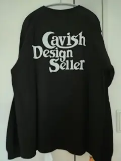 cavish　セラーロゴ長袖Tシャツ　ブラック　L