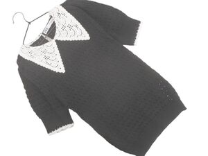 ZARA ザラ ビッグカラー かぎ編み ニット セーター sizeS/黒 ■◆ ☆ efb8 レディース