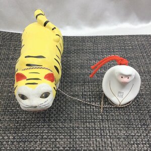 【中古品/インボイス登録店/TO】干支　虎　猿　置物　鳴り物　縁起物　計2点　 RS0326/0000