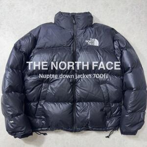 美品 90s THE NORTH FACE ザノースフェイス ヌプシ ダウンジャケット ブラック L 700fil フィルパワー 刺繍 肉厚 ボリューム