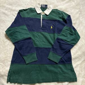 子供服キッズ☆ポロラルフローレンPOLO RALPH LAUREN長袖 ポロシャツ ラガーシャツ ☆130サイズ☆緑紺☆送料200円