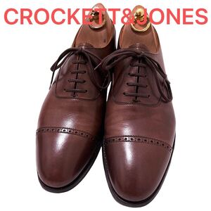 428.CROCKETT&JONES クロケットアンドジョーンズ LANGTON ストレートチップ ビジネスシューズ レザーシューズ 革靴 ブラウン 7D