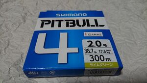  フグ対策に シマノ ピットブル 4本編み 2.0号 300m ライムグリーン 新品 PITBULL 船タチウオテンヤ 太刀魚 テンヤ タチウオ 2号 