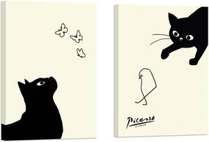【模写】 2枚セット 新品 キャンバス画 アートパネル 絵画 アートポスター 絵 お洒落 パブロ ピカソ キャンバス 猫 ヒヨコ ネコ ねこ