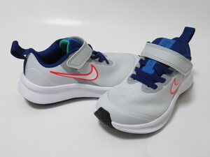 NIKE STAR RUNNER 3 PSV 白 青 赤 21cm ナイキ スターランナー キッズ 運動靴 ベルクロ ピュアプラチナム DA2777-013