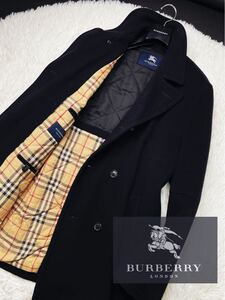 f47超美品★希少！一枚袖PURE WOOL100% 定価20万●BURBERRY LONDON●中綿入り！メルトンウールトレンチコート バーバリーコート メンズ