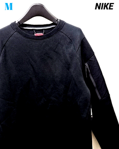 M 未使用【NIKE TECH FLEECE CREW SSNL 886159-010 BLACK ナイキ テックフリース スウェット クルーネック ブラック テックパック】