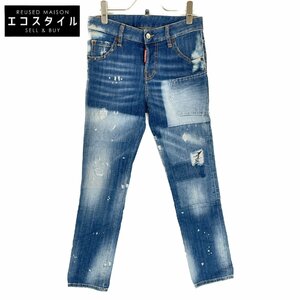 美品/国内正規 DSQUARED2 ディースクエアード S72LB0076 Cool girl jean ダメージ加工 ボタンフライ デニムパンツ 34 ブルー レディース