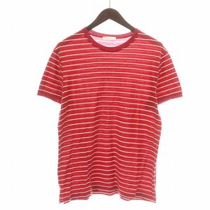 プラダ PRADA Tシャツ カットソー 半袖 クルーネック ボーダー 赤 レッド 白 ホワイト /NW8 ■GY12 メンズ