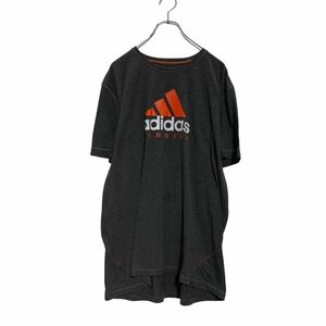 adidas 半袖 ロゴTシャツ XL～ ダークグレー オレンジ アディダス ビッグサイズ クルーネック 古着卸 アメリカ仕入 a604-7392