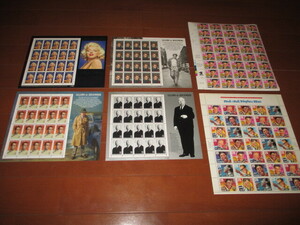 marilyn monroe / james dean / humphrey bogart / alfred hitchcock / elvis presley (記念シート6枚送料込)