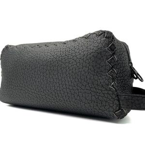 希少モデル/美品● BOTTEGA VENETA ボッテガヴェネタ メンズ セカンドバッグ クラッチ ボディ ハンド イントレチャート ビジネス グレー 鞄