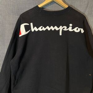 80s 復刻 Champion トリコタグ 背中ロゴ スウェット チャンピオン　 80年代 ビンテージ復刻 トレーナー 前面無地 ブラック vintage 玉10830