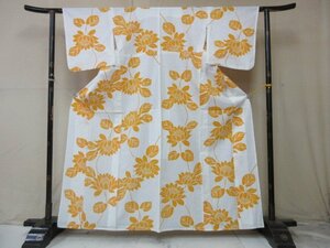 1円 良品 木綿 綿 浴衣 祭り 花火 和装 和服 アンティーク 向日葵 枝花 かわいい 夏 お洒落 身丈151cm 裄68cm【夢職】★★★