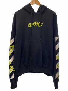 OFF-WHITE◆Black hoodie with logo print/L/ブラック/OMBB110S23FLE002