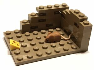 【LEGO】 レゴ ねずみ チーズ 食べ物 ごはん 知育玩具 ブロック ブリック フィギュア ミニフィグ レア 生き物 ダークタン 小動物 セット