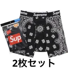 SUPREME Hanes boxer briefs 2pack バンダナ　黒