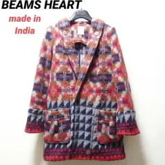 ビームスBEAMS HEART◇インド製ネイティブ柄メルトンウールコート