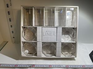 NN117 Sasaki Glass ササキ グラス LINER ライナー ガラス コップ 皿　水差し 箱付き 昭和 レトロ 未使用