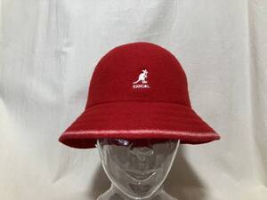 KANGOL Stripe Casual カンゴール ストライプカジュアル 帽子/ハット 羊毛 赤/白 L 中古品 トップのボタン外れたので別のを付けています