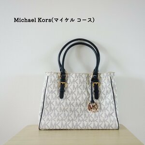 Michael Kors マイケルコース トートバッグ 総柄 PVC レザー 白 ホワイト グレー