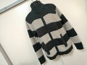 kkaa434 ■ H＆M ■ エイチアンドエム ジャケット ニット ジップ ボーダー ウール混 グレー L