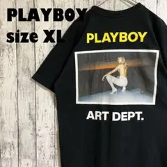 PLAYBOY プレイボーイ アートプリント Tシャツ XL 黒 両面プリント