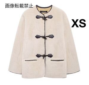 vintage ヴィンテージ レトロ ファー ダッフルコート アウター XSサイズ レディース★ZARA 好きな方に★2024 A/W 秋冬新作 新品未使用★