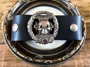 GUANG TONG ドクロ ブラックベルト ブレスレット 骸骨 スカル バングル ロック パンク アクセサリー skull bracelet punk accessory F1