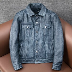 レザージャケット 牛革 シングルライダース 本革 革ジャン カウハイド カーコート バイクジャケット メンズファッション S～5XL