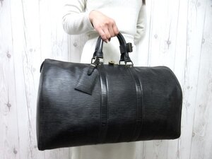 美品 LOUIS VUITTON ルイヴィトン エピ キーポル45 ノワール ボストンバッグ ハンド バッグ M59152 レザー 黒メンズ 79351